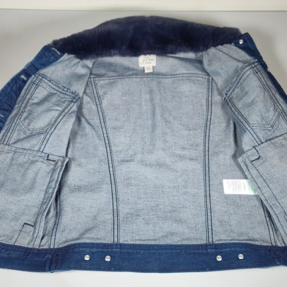 J. Crew Retro‎ Denim Jacket with Faux Fur XXS